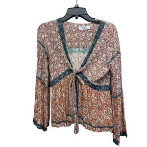 Bailey 44 boho Floral Tie-Front Cardigan Size Medium